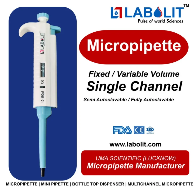 best micropipette manufacturer India, Labolit micropipette, micropipette supplier India, lab equipment supplier, adjustable micropipette India, multichannel pipette India