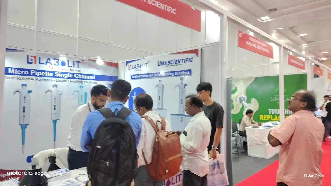Visitors at LABOLIT Stall A5 during Medicall Expo 2026 in Chennai